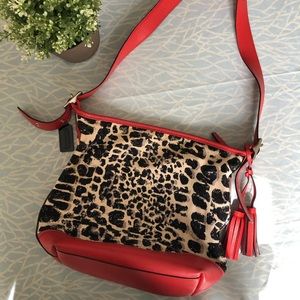 Coach Leather & Canvas ocelot crossbody bag